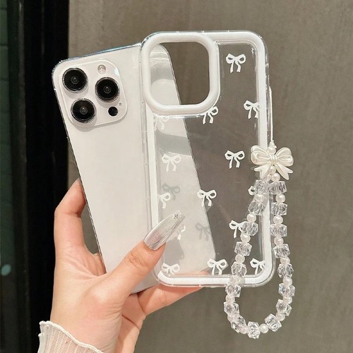 White bow clear phone case - phone,